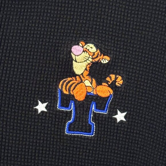 Vtg Disney Store Winnie the Pooh Tigger Waffle Henley Shirt Contrast Collar - Picture 4 of 16